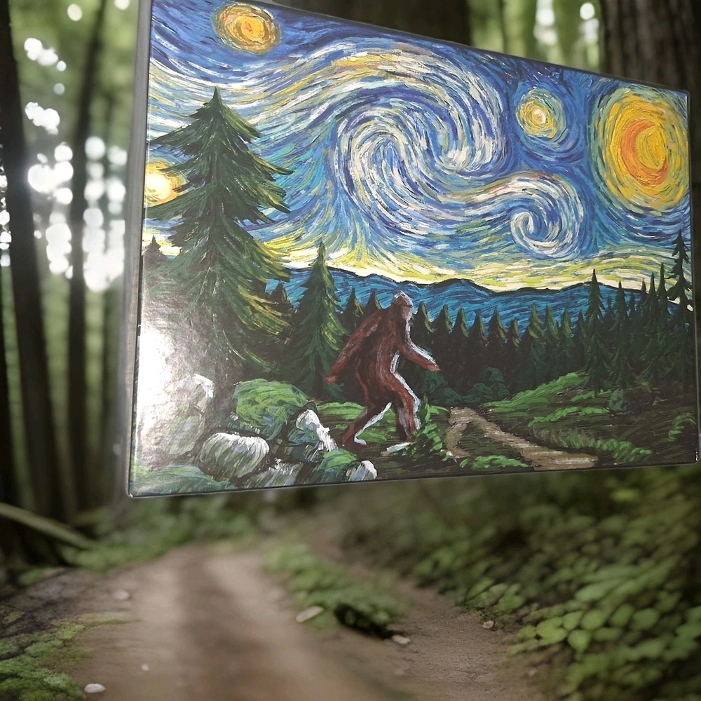 Bigfoot Starry Night 1000 Piece Puzzle Van Gogh Sasquatch Pattern